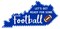 Kentucky "Let's Get Ready For Some Football" Metal State Sign (Blue, White, Brown, 15"L X 7"H) - For Sports Parties, Homecoming Mums, Wreath Accents, Crafts, and Decorations